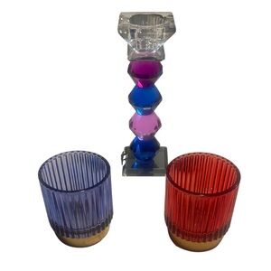 Colorful Glass Candle Holders Set